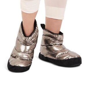 Capezio Shimmering Silver Puffer Slippers